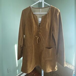 Free People Tobacco Brown Suede dress NWT